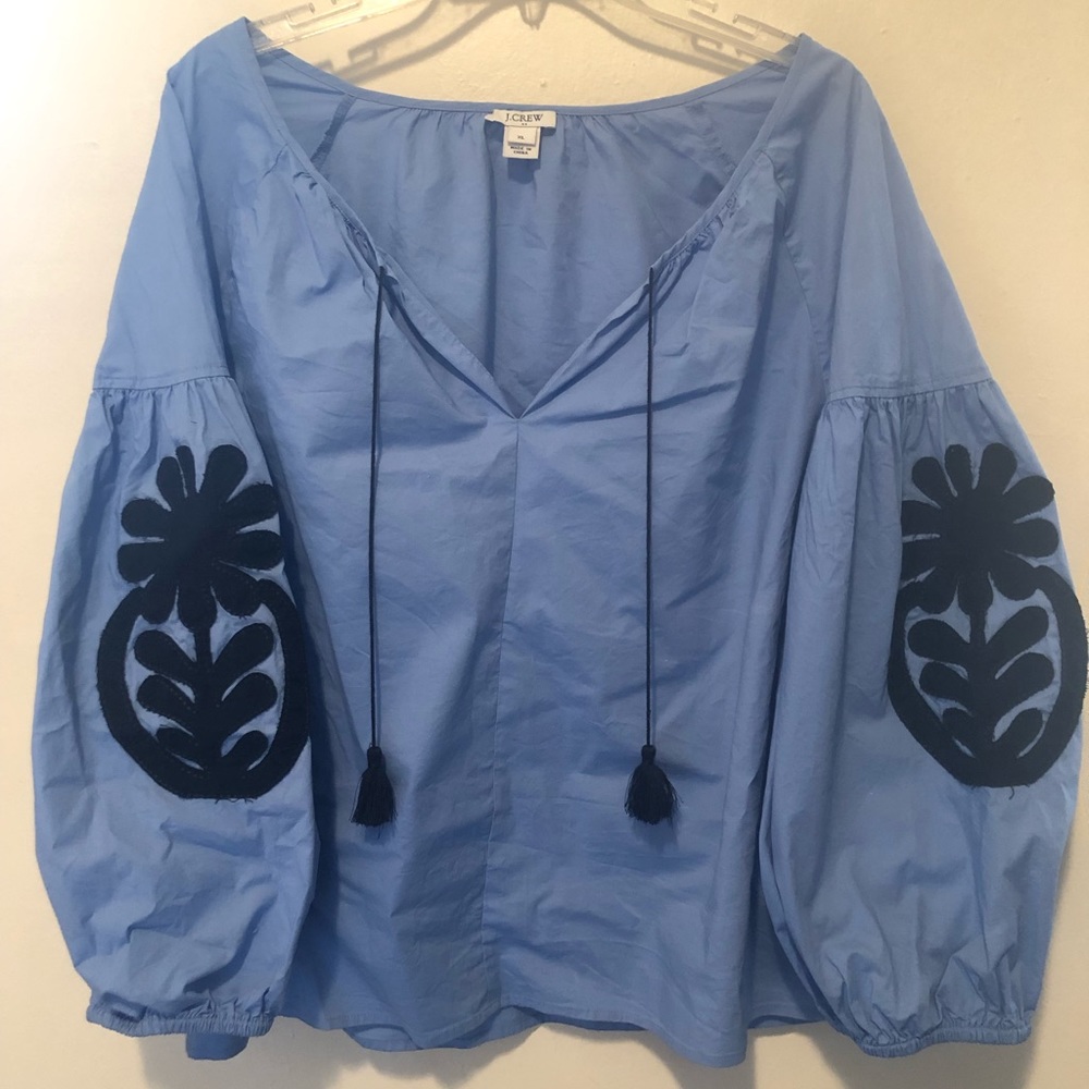 JCREW xl peasant top with balloon sleeves